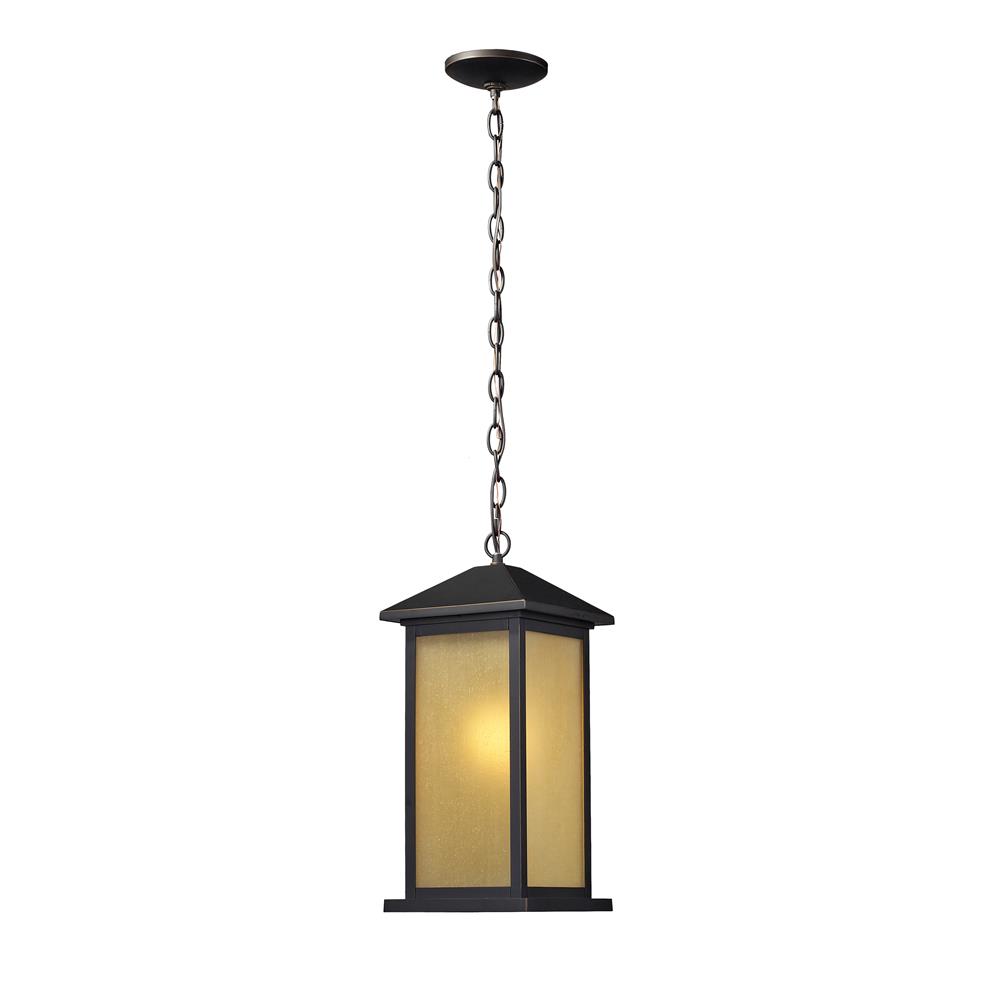 Z-Lite 548CHM-ORB Outdoor Chain Light in Oil Rubbed Bronze with a Tinted Seedy Shade